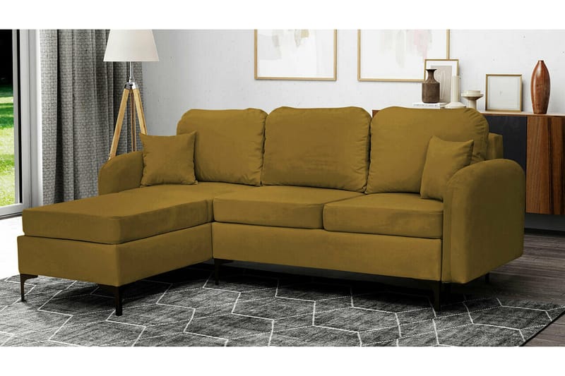 Knocklong 3-sits Hörnbäddsoffa NO_BRAND Yellow/Green - Møbler - Sofaer - Sovesofaer