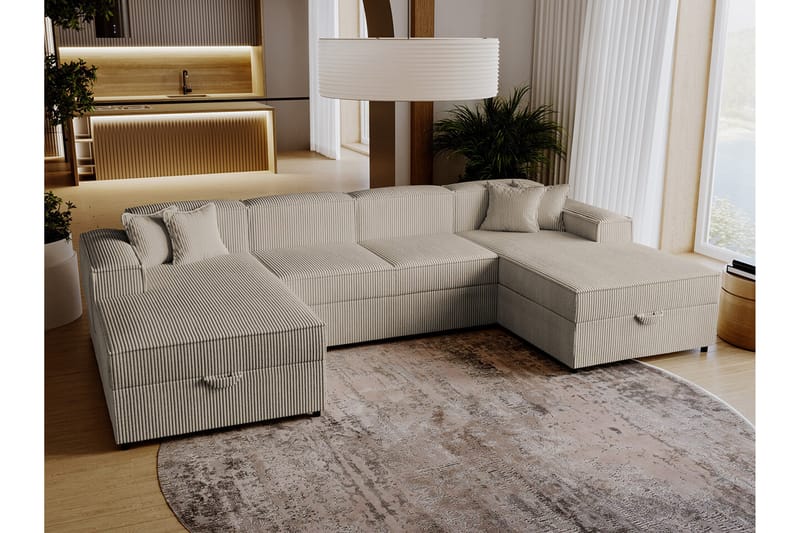 Knocklong 4-seters Hjørnesovesofa - Beige - Møbler - Sofaer - Sovesofaer
