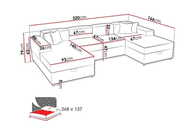 Knocklong 4-seters Hjørnesovesofa - Beige - Møbler - Sofaer - Sovesofaer