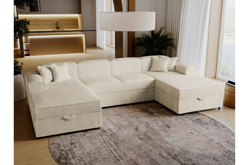 Knocklong 4-seters Hjørnesovesofa - Beige/Lys Beige - Sovesofaer - Hjørnesovesofa