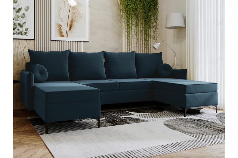 Knocklong 4-seters Hjørnesovesofa - Blå - Møbler - Sofaer - Sovesofaer