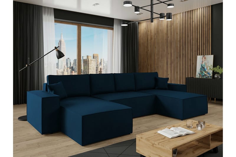 Knocklong 4-seters Hjørnesovesofa - Blå - Møbler - Sofaer - Sovesofaer