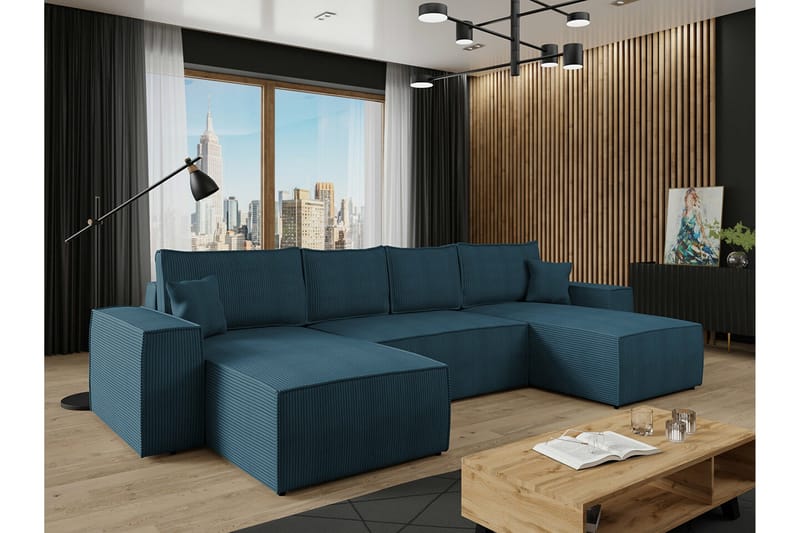 Knocklong 4-seters Hjørnesovesofa - Blå - Møbler - Sofaer - Sovesofaer