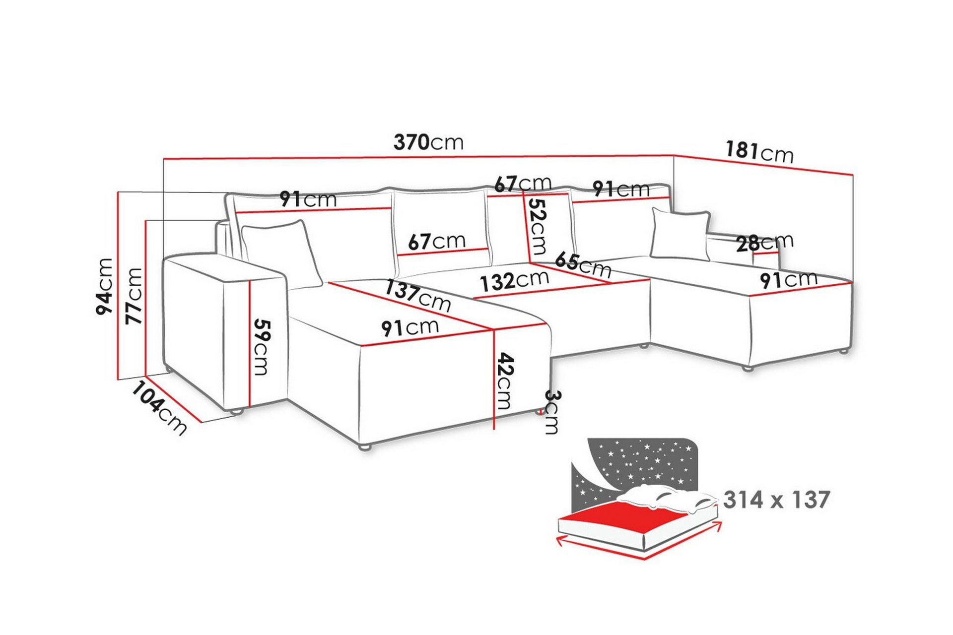 Knocklong 4-seters Hjørnesovesofa - Blå - Møbler - Sofaer - Sovesofaer