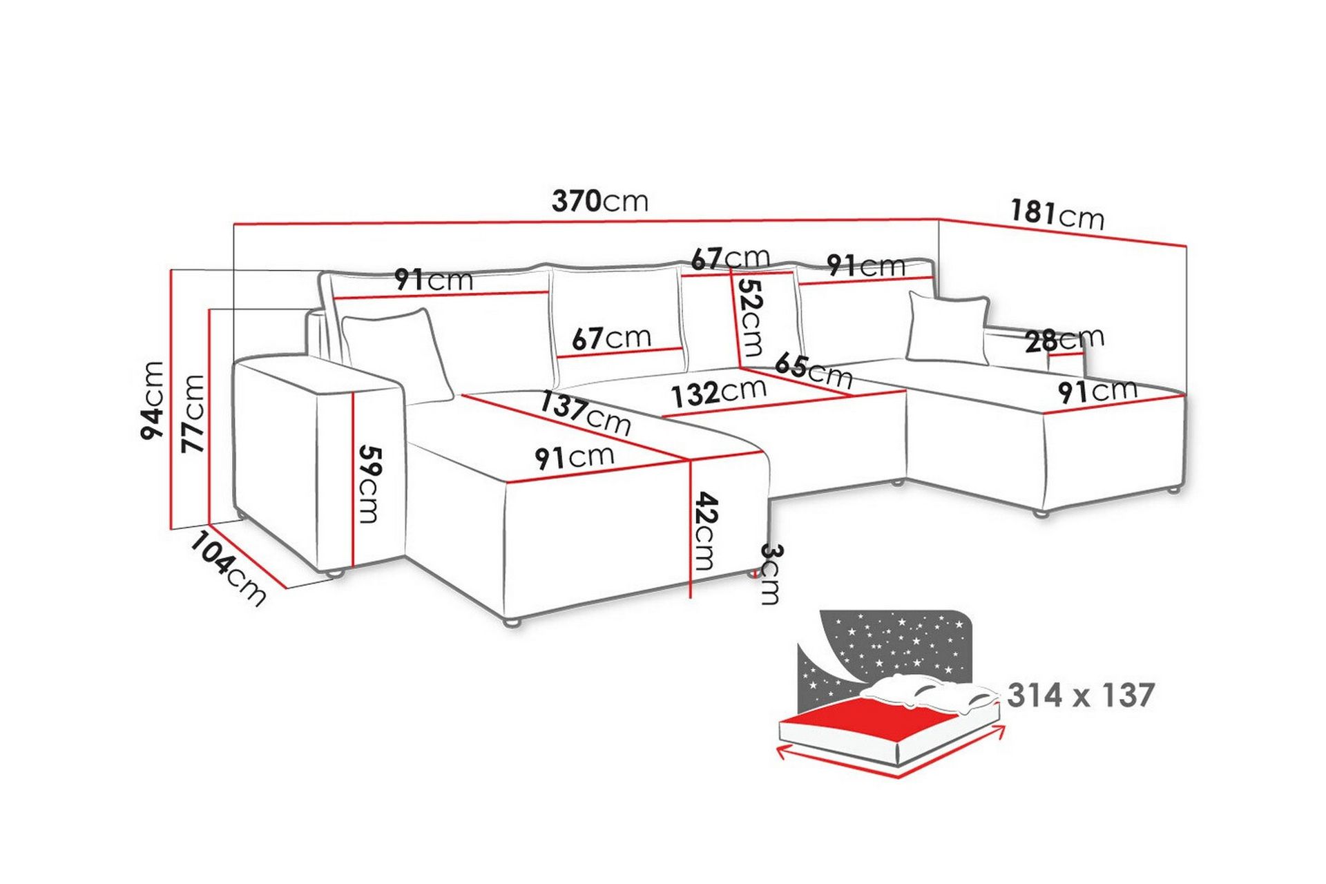 Knocklong 4-seters Hjørnesovesofa - Blå - Møbler - Sofaer - Sovesofaer
