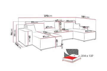 Knocklong 4-seters Hjørnesovesofa - Blå - Møbler - Sofaer - Sovesofaer