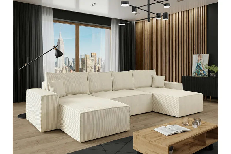 Knocklong 4-seters Hjørnesovesofa - Cream - Møbler - Sofaer - Sovesofaer