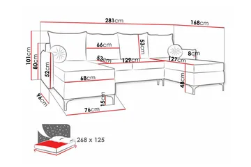 Knocklong 4-seters Hjørnesovesofa - Cream - Møbler - Sofaer - Sovesofaer