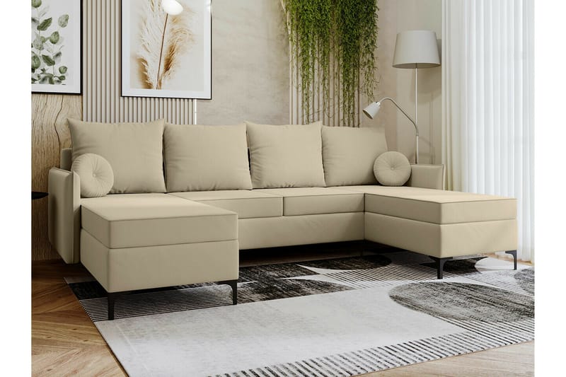 Knocklong 4-seters Hjørnesovesofa - Cream - Møbler - Sofaer - Sovesofaer