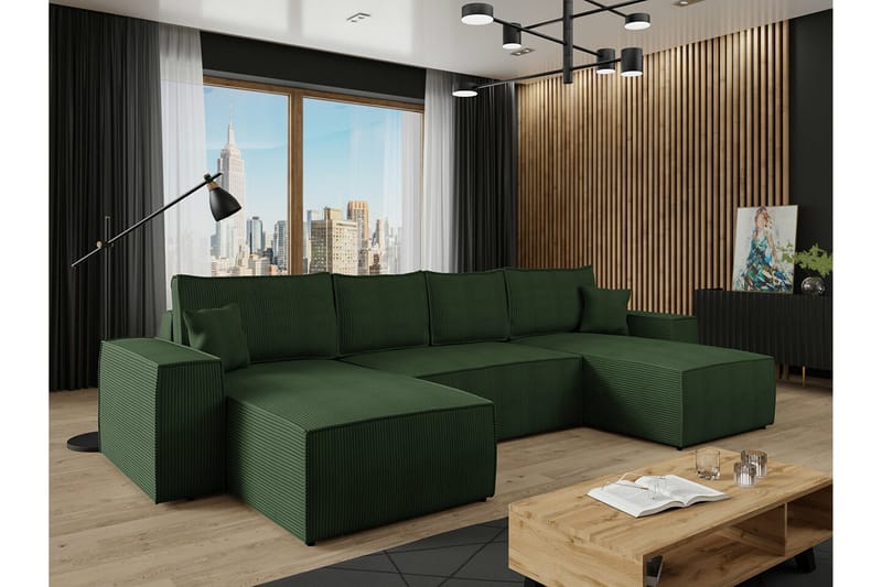 Knocklong 4-seters Hjørnesovesofa - Grøn - Møbler - Sofaer - Sovesofaer
