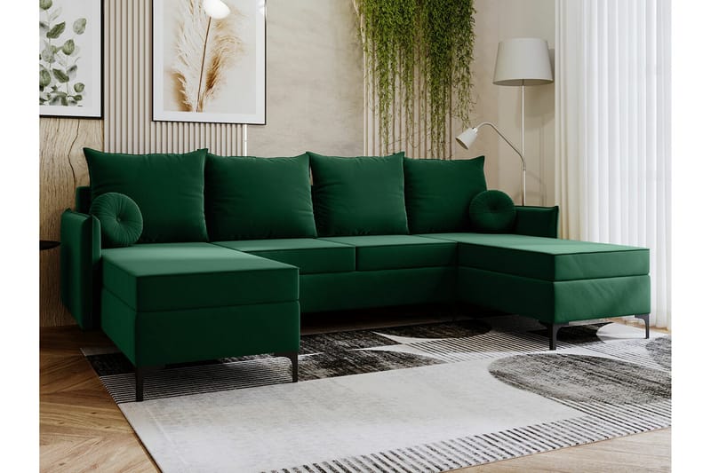 Knocklong 4-seters Hjørnesovesofa - Grøn - Møbler - Sofaer - Sovesofaer