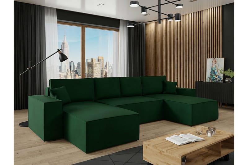 Knocklong 4-seters Hjørnesovesofa - Grøn - Møbler - Sofaer - Sovesofaer