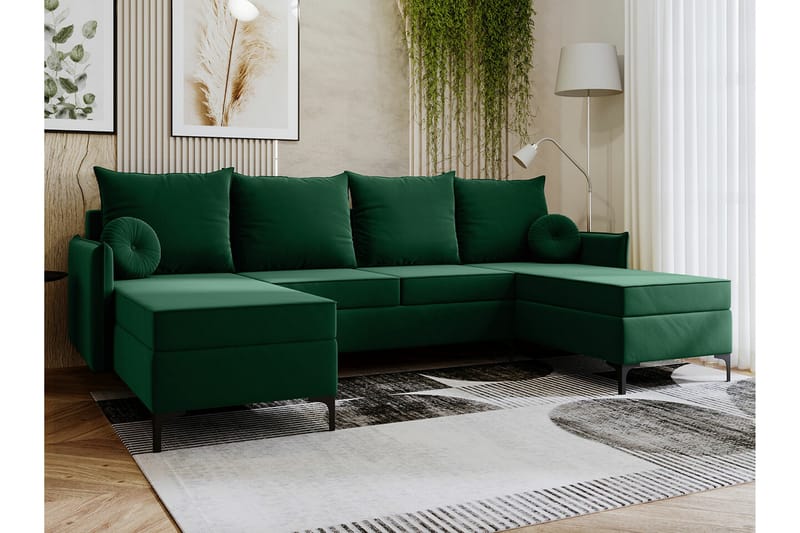 Knocklong 4-seters Hjørnesovesofa - Grøn - Møbler - Sofaer - Sovesofaer