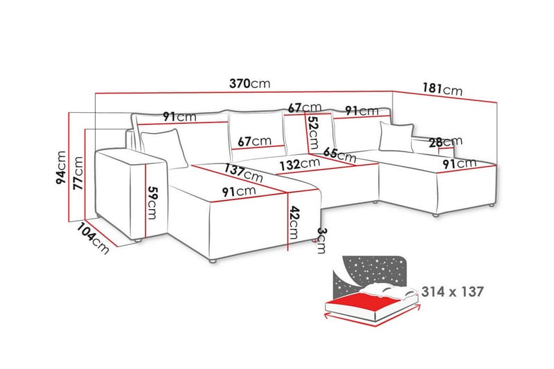 Knocklong 4-seters Hjørnesovesofa - Lysegrå - Møbler - Sofaer - Sovesofaer