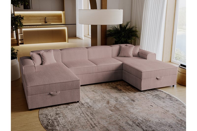 Knocklong 4-seters Hjørnesovesofa - Lyserosa - Møbler - Sofaer - Sovesofaer