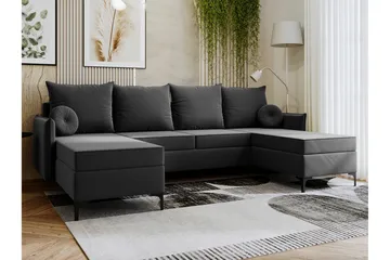 Knocklong 4-seters Hjørnesovesofa - Mørkegrå - Møbler - Sofaer - Sovesofaer
