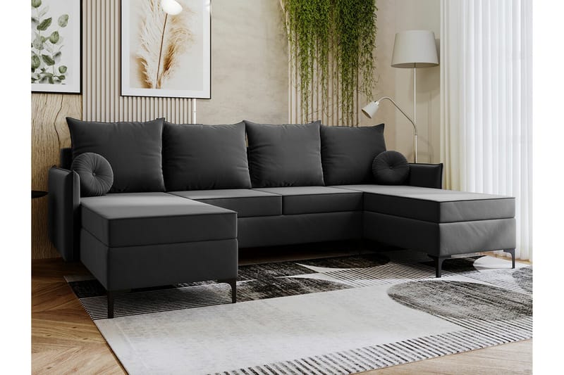 Knocklong 4-seters Hjørnesovesofa - Mørkegrå - Møbler - Sofaer - Sovesofaer