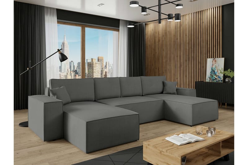 Knocklong 4-seters Hjørnesovesofa - Mørkegrå - Møbler - Sofaer - Sovesofaer