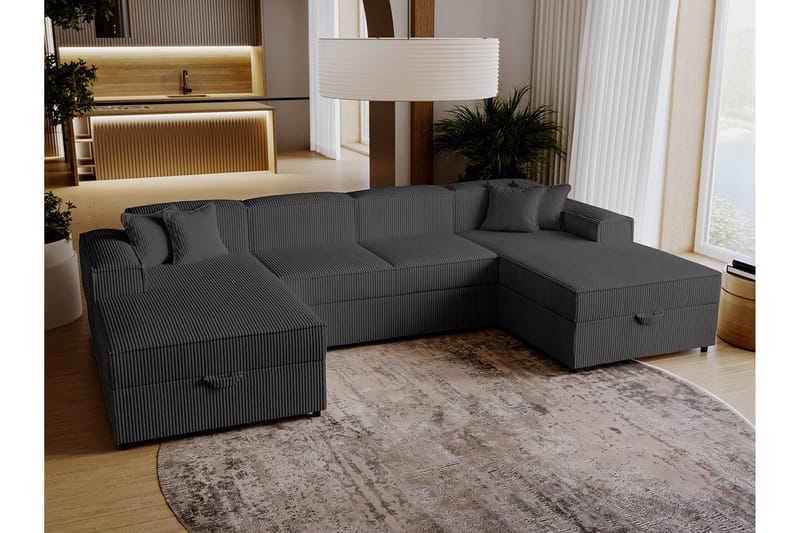 Knocklong 4-seters Hjørnesovesofa - Mørkegrå - Møbler - Sofaer - Sovesofaer