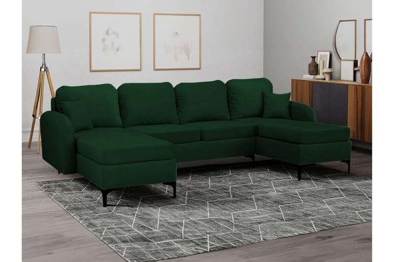 Knocklong 4-seters Hjørnesovesofa - Mørkegrønn - Møbler - Sofaer - Sovesofaer
