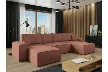 Knocklong 4-seters Hjørnesovesofa - Rosa - Møbler - Sofaer - Sovesofaer