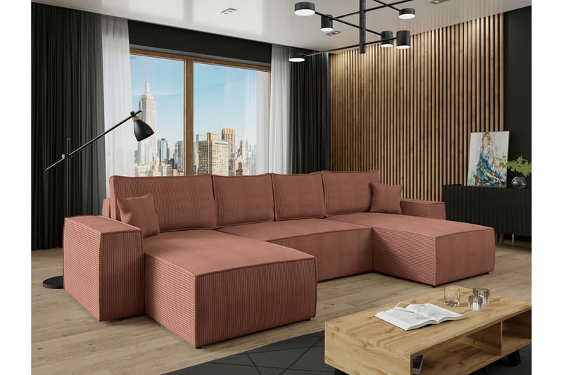 Knocklong 4-seters Hjørnesovesofa - Rosa - Møbler - Sofaer - Sovesofaer