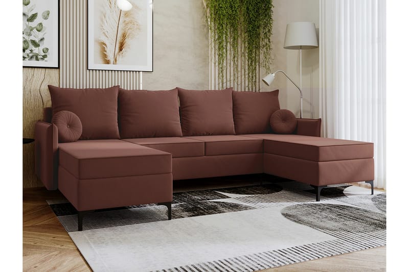 Knocklong 4-seters Hjørnesovesofa - Rosa - Møbler - Sofaer - Sovesofaer