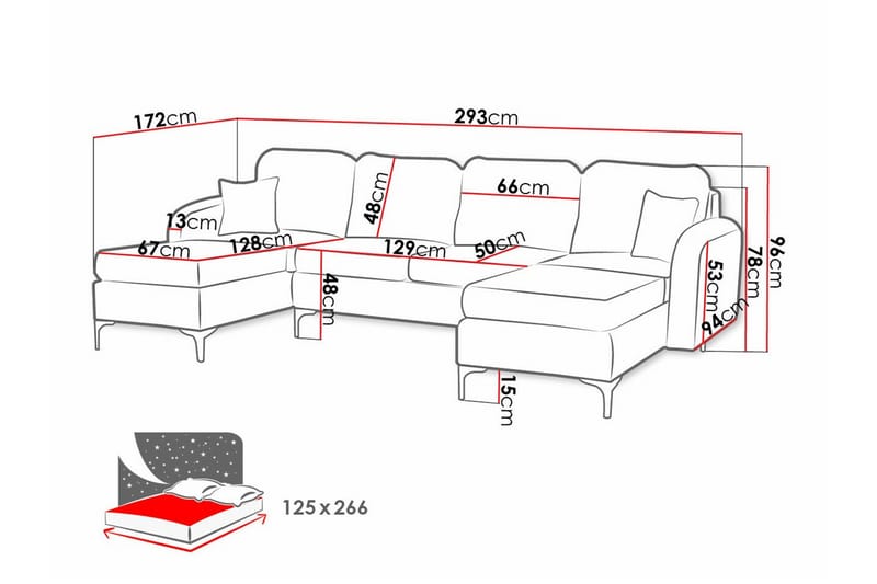 Knocklong 4-seters Hjørnesovesofa - Svart - Møbler - Sofaer - Sovesofaer