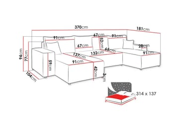 Knocklong 4-seters Hjørnesovesofa - Svart - Møbler - Sofaer - Sovesofaer