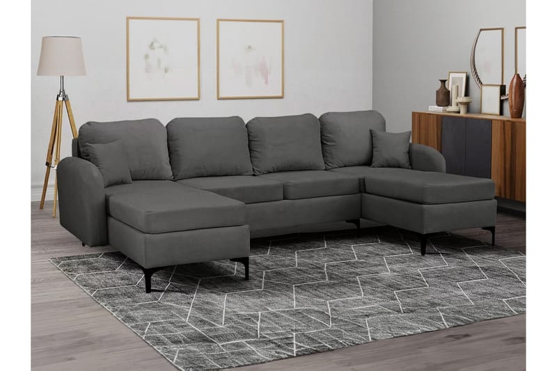 Knocklong 4-sits Hörnbäddsoffa NO_BRAND Dark grey - Møbler - Sofaer - Sovesofaer