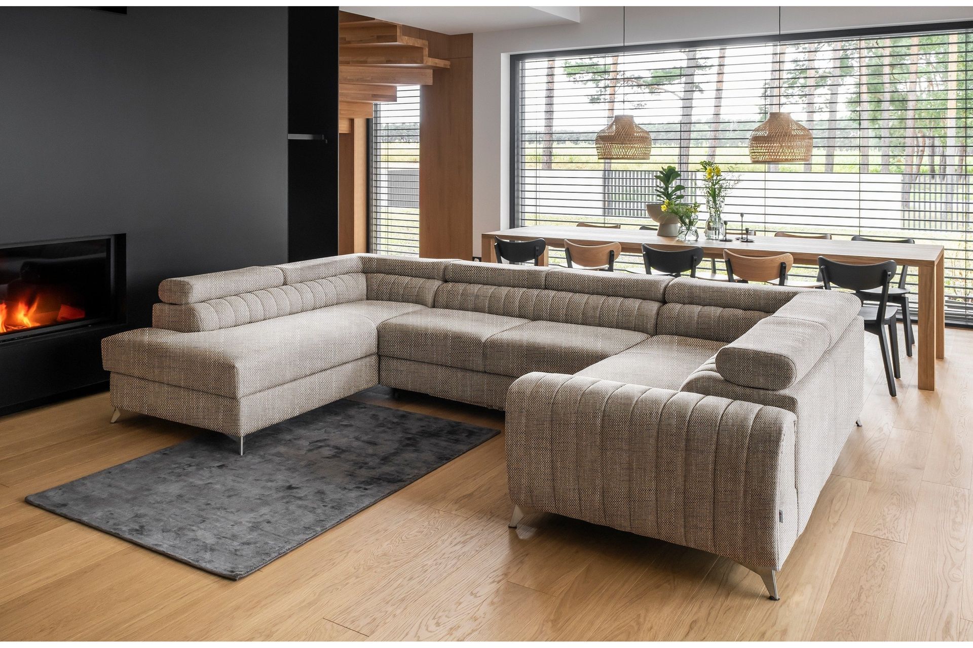 Kotori Hjørnesovesofa m. Sjeselong - Beige