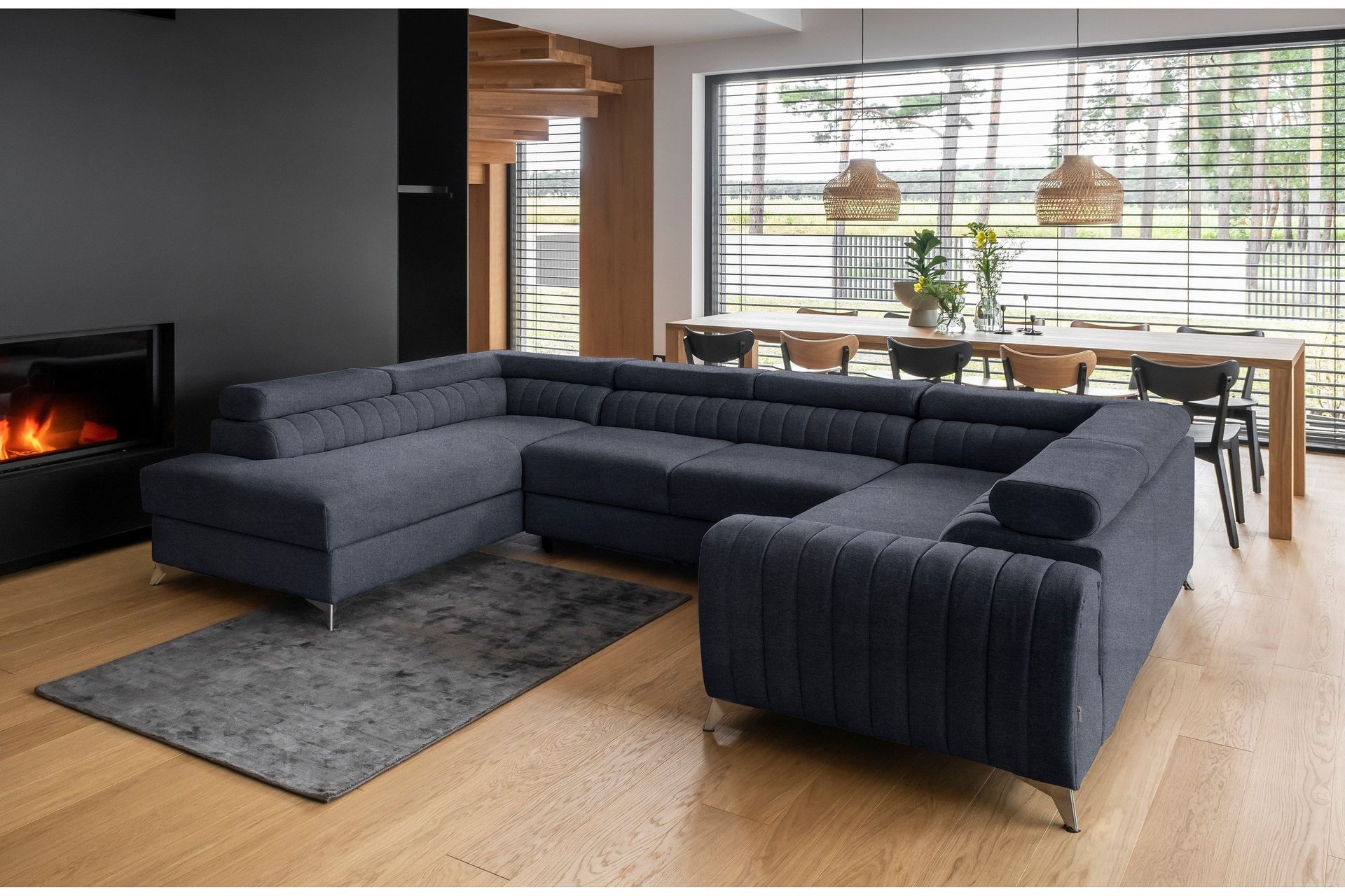 Kotori Hjørnesovesofa m. Sjeselong - Blå