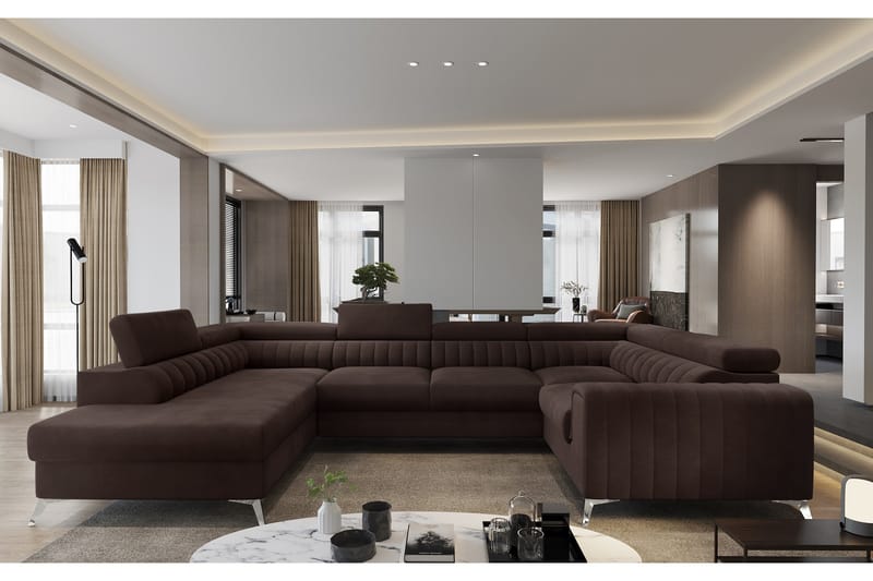 Kotori Hjørnesovesofa m. Sjeselong, Brun