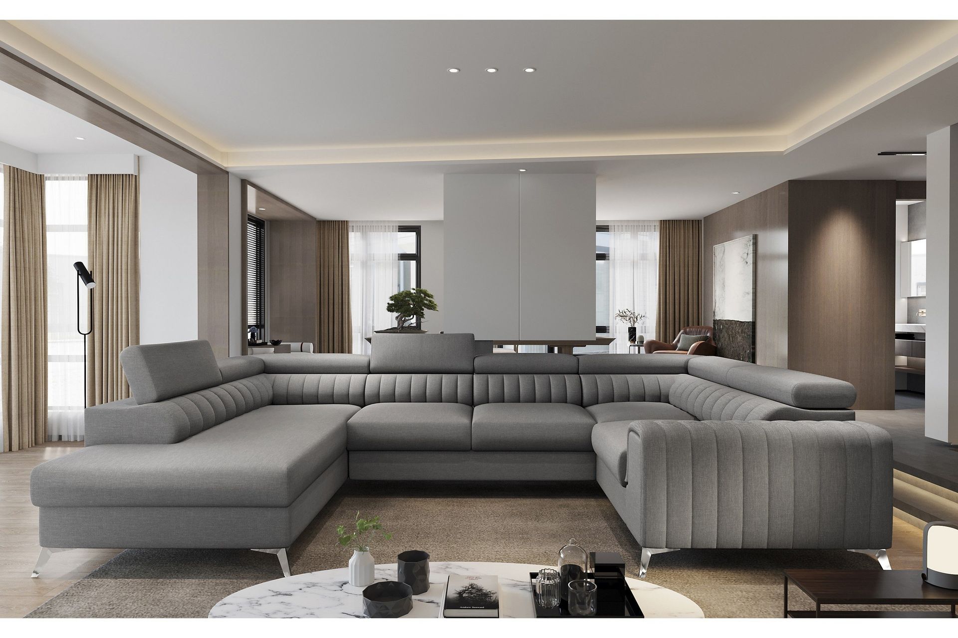 Kotori Hjørnesovesofa m. Sjeselong - Grå