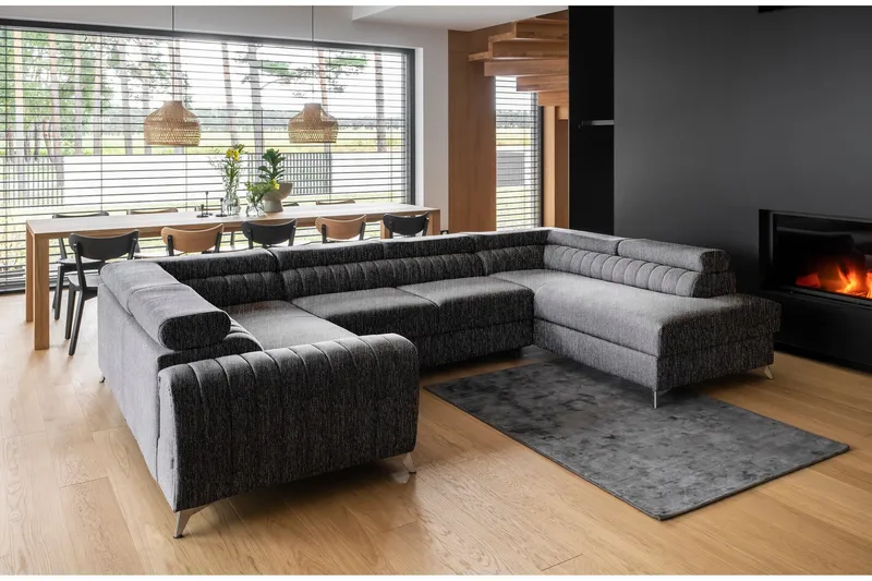 Kotori Hjørnesovesofa m. Sjeselong, Grå