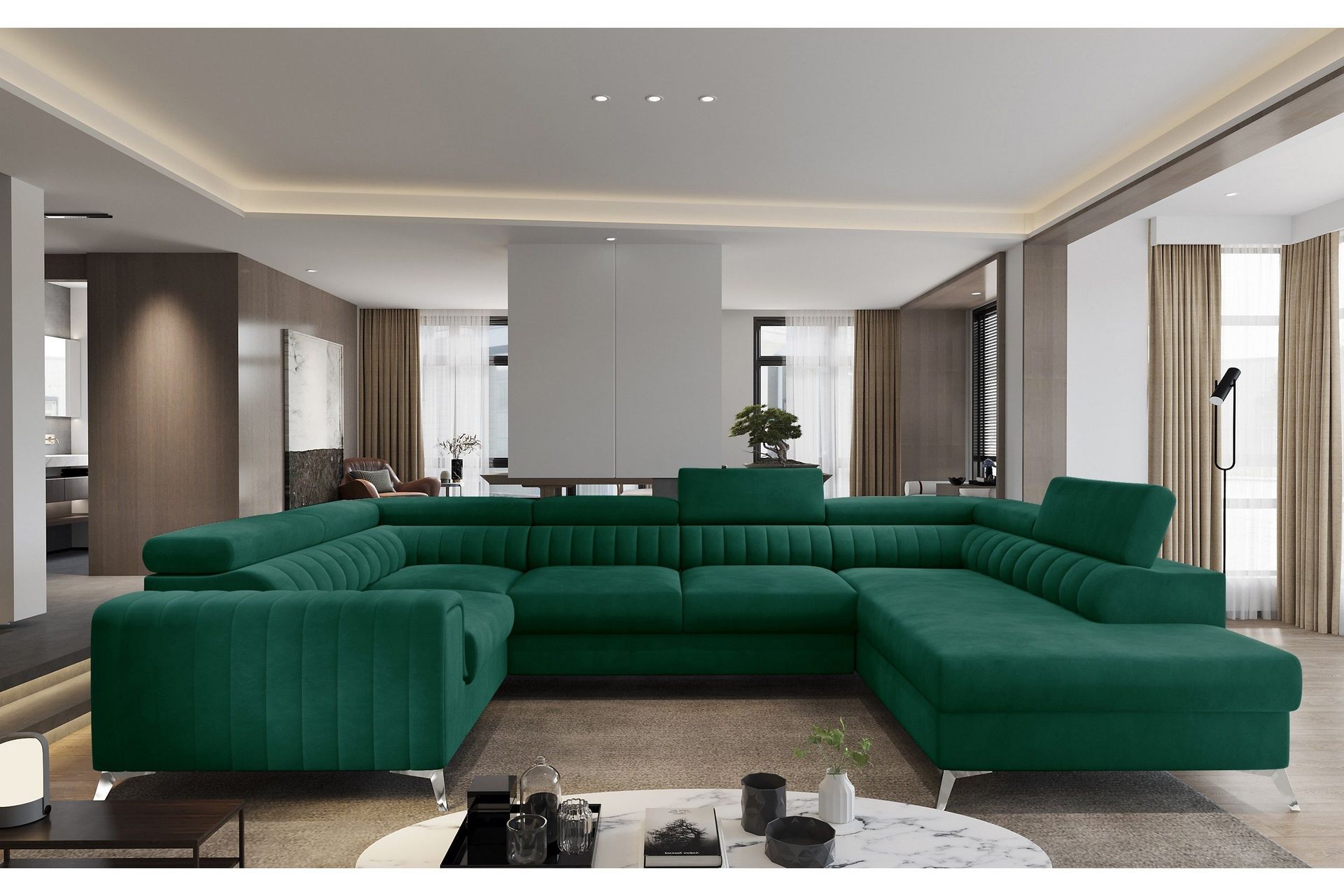 Kotori Hjørnesovesofa m. Sjeselong - Grønn