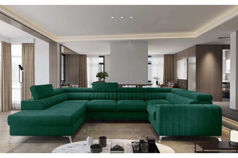 Kotori Hjørnesovesofa m. Sjeselong - Grønn - Møbler - Sofaer - Sovesofaer