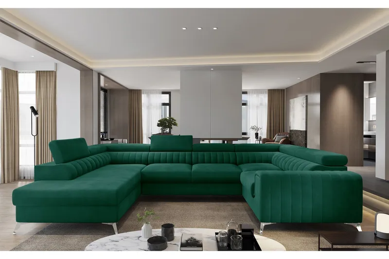 Kotori Hjørnesovesofa m. Sjeselong - Grønn - Møbler - Sofaer - Sovesofaer