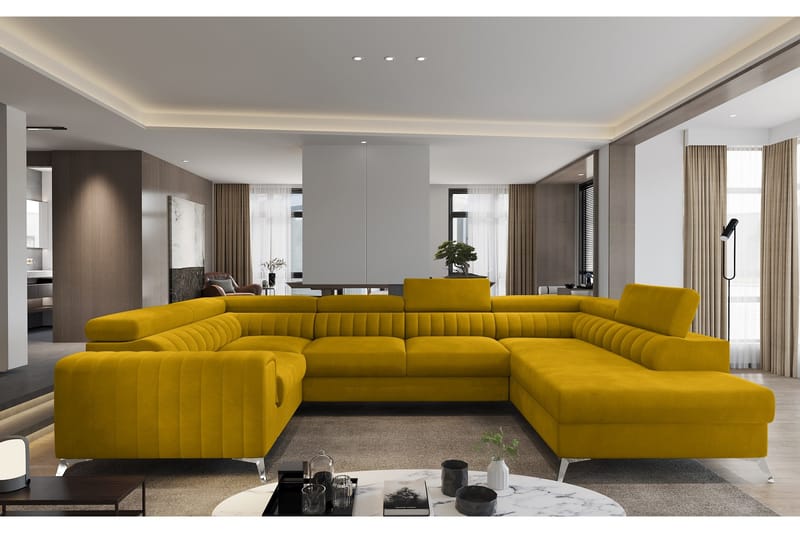 Kotori Hjørnesovesofa m. Sjeselong - Gul - Møbler - Sofaer - Sovesofaer