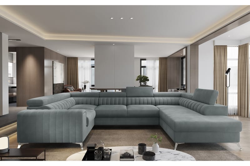 Kotori Hjørnesovesofa m. Sjeselong - Lyseblå - Møbler - Sofaer - Sovesofaer