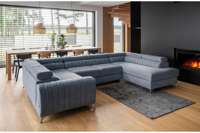 Kotori Hjørnesovesofa m. Sjeselong - Lyseblå - Møbler - Sofaer - Sovesofaer
