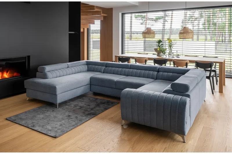 Kotori Hjørnesovesofa m. Sjeselong - Lyseblå - Møbler - Sofaer - Sovesofaer