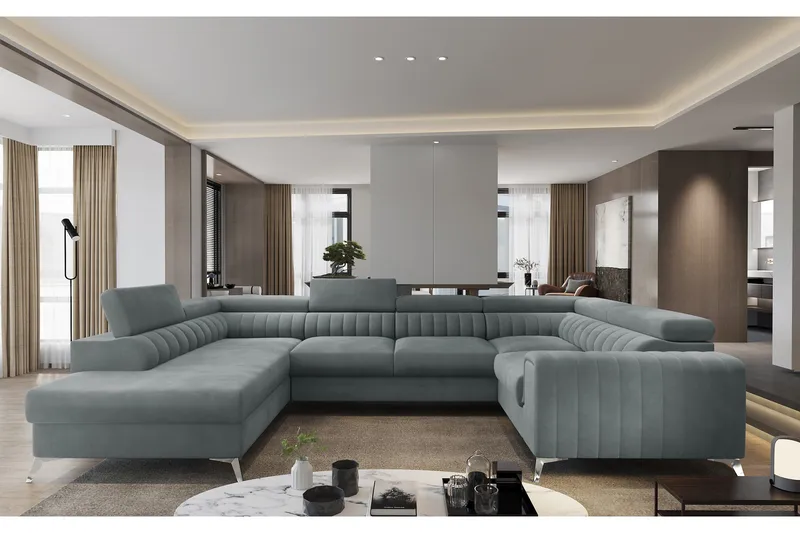 Kotori Hjørnesovesofa m. Sjeselong - Lyseblå - Møbler - Sofaer - Sovesofaer