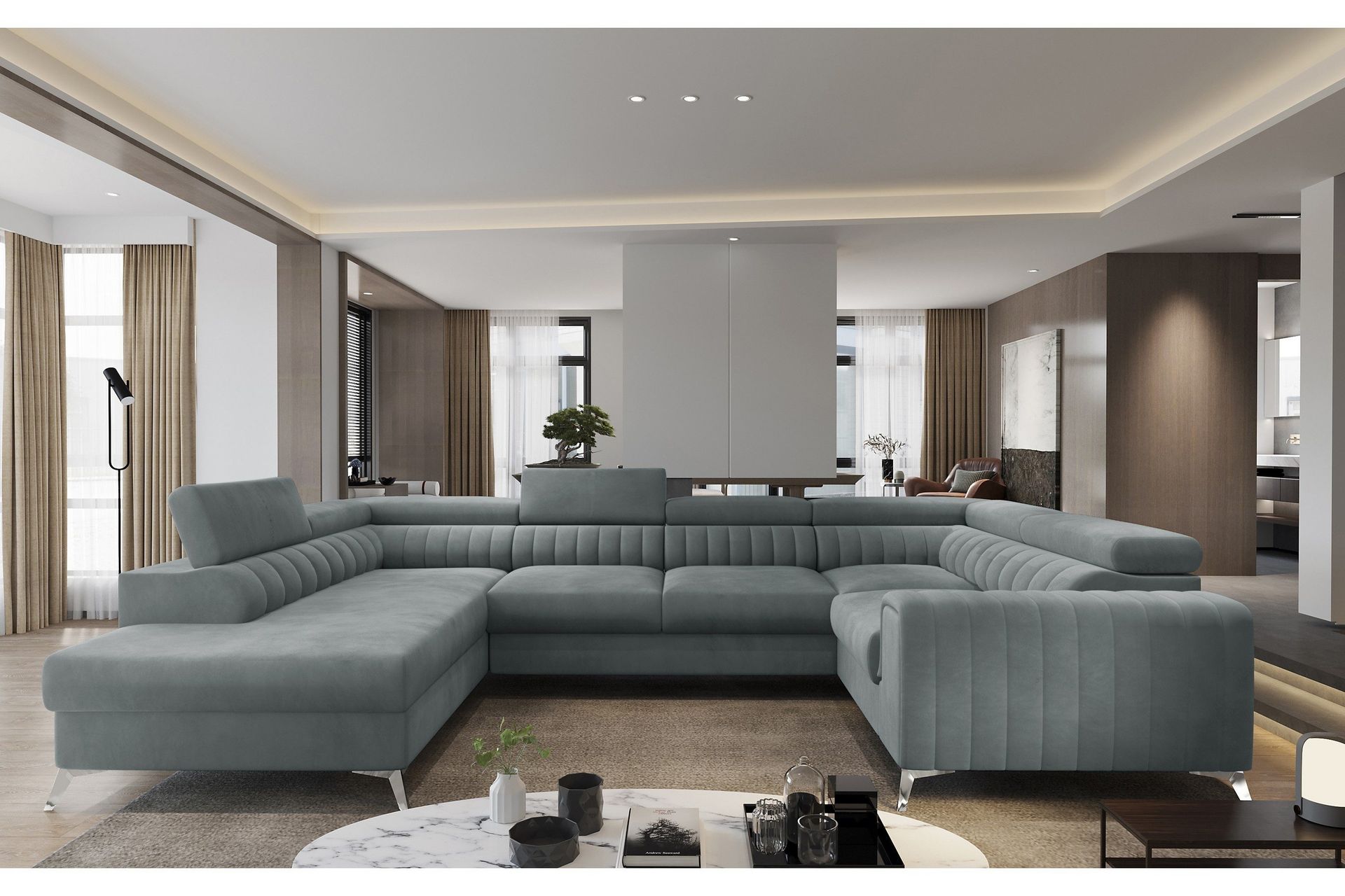 Kotori Hjørnesovesofa m. Sjeselong - Lyseblå