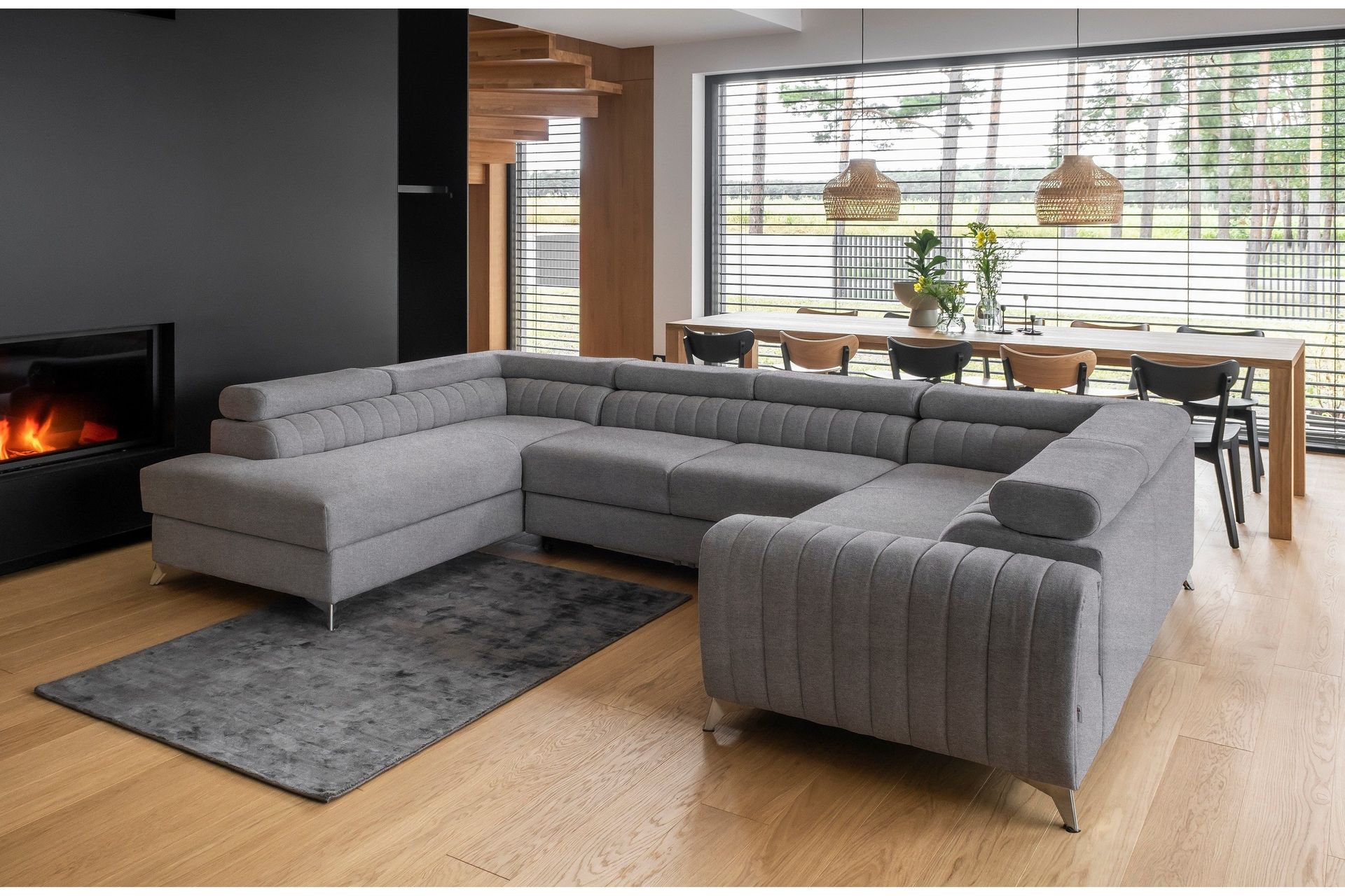 Kotori Hjørnesovesofa m. Sjeselong - Lysegrå