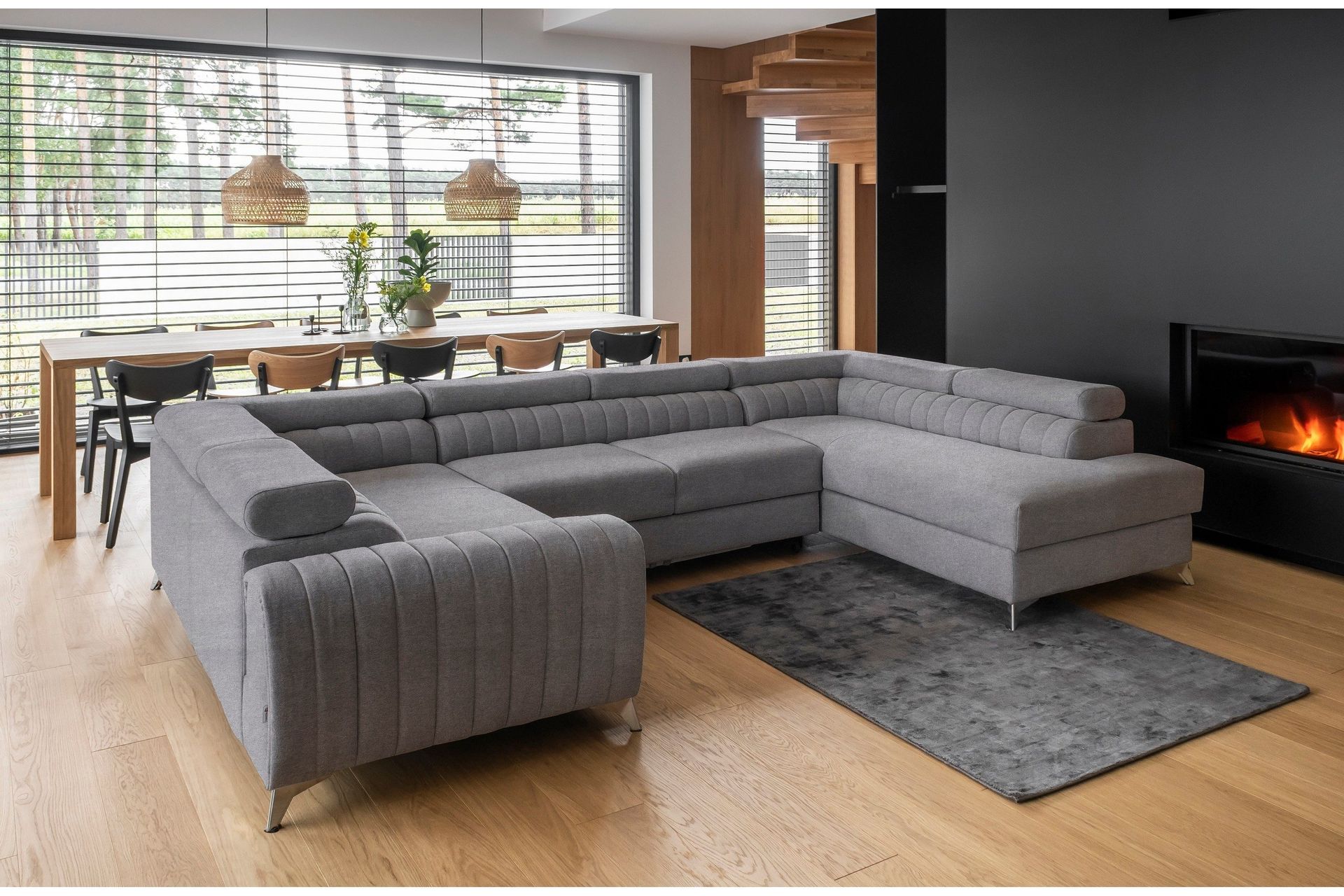 Kotori Hjørnesovesofa m. Sjeselong - Lysegrå