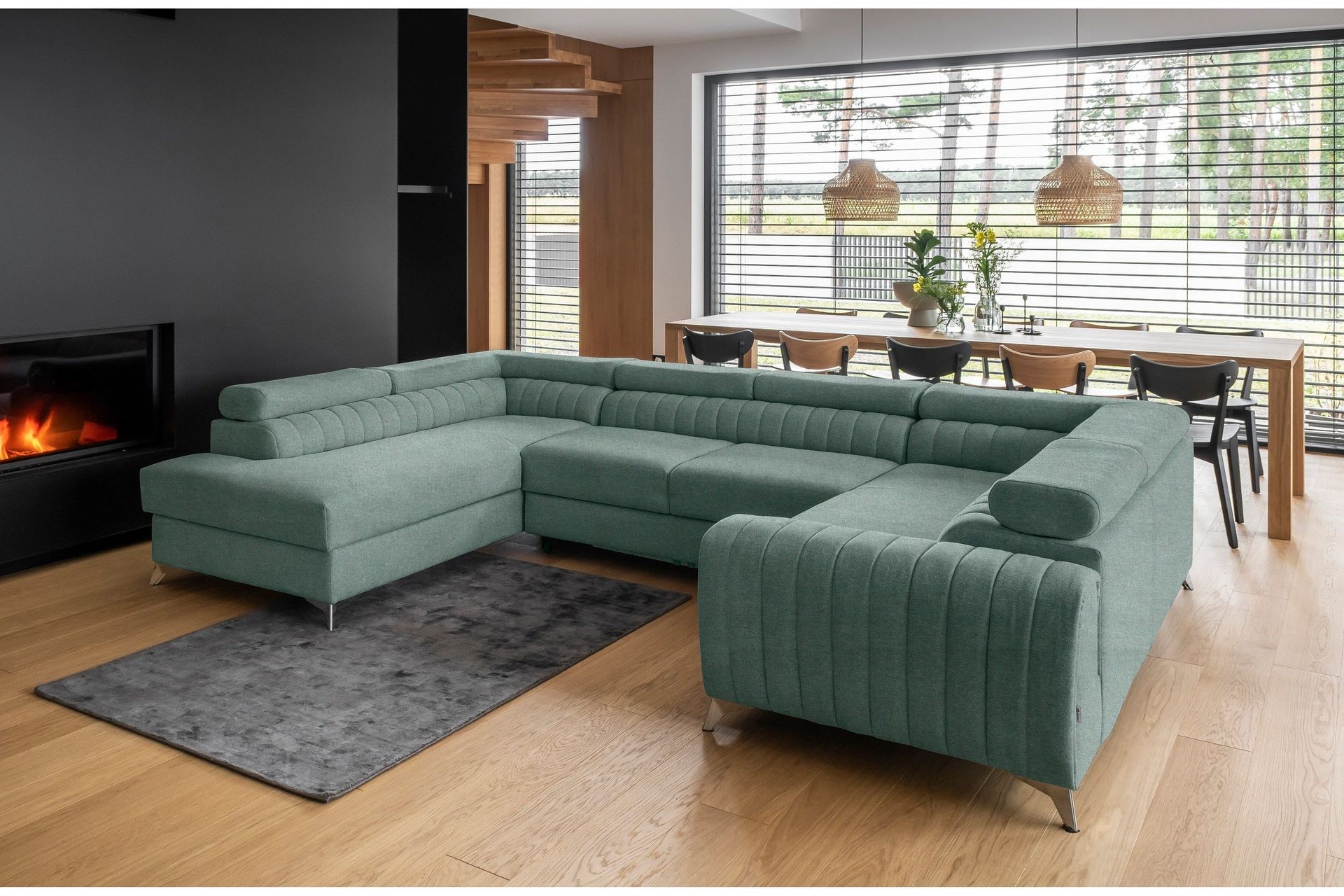 Kotori Hjørnesovesofa m. Sjeselong - Lysegrønn