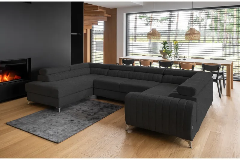 Kotori Hjørnesovesofa m. Sjeselong, Mørkegrå