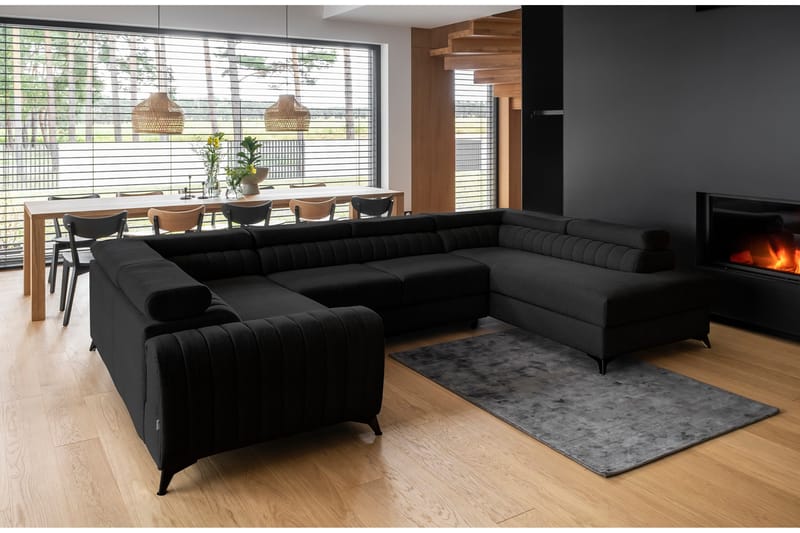 Kotori Hjørnesovesofa m. Sjeselong - Svart - Møbler - Sofaer - Sovesofaer