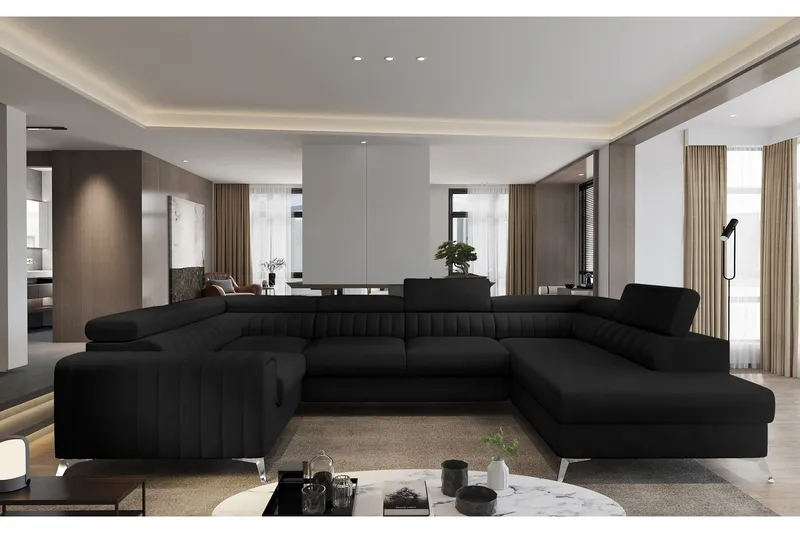 Kotori Hjørnesovesofa m. Sjeselong, Svart